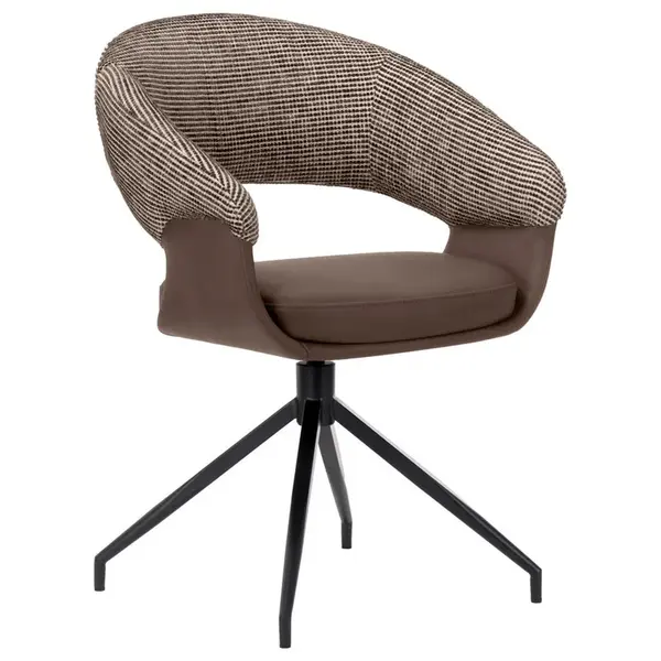 Novel ŽIDLE S PODRUČKAMI, železo, tkaná látka, mikrovlákno, hnědá, černá, bílá