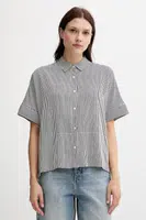 Košile Tommy Hilfiger dámská, tmavomodrá barva, relaxed, s klasickým límcem, WW0WW45883