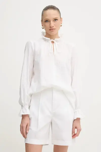 Bavlněná halenka Marc Aurel dámská, bílá barva, hladká, 6300-1000-93431