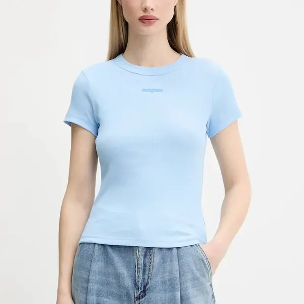 Tričko Tommy Jeans dámské, modrá barva, DW0DW21402