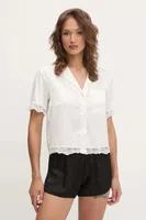 Pyžamová košile Abercrombie & Fitch dámská, béžová barva, KI146-5053