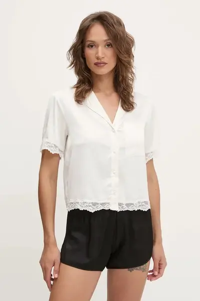 Pyžamová košile Abercrombie & Fitch dámská, béžová barva, KI146-5053