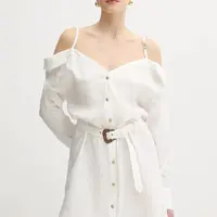 Šaty Versace Jeans Couture béžová barva, mini, 78HAO911 N0433