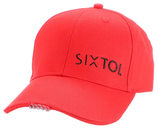 Kšiltovka s LED světlem 25 lm, nabíjecí USB, maskáč, univerzální velikost - SIXTOL B-CAP Barva: červená