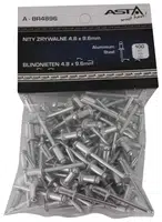 Trhací nýty hliník-ocel, 4,0 x 12,7 mm, s plochou hlavou, sada 100 ks - ASTA Velikost: 4.8x9.6 mm