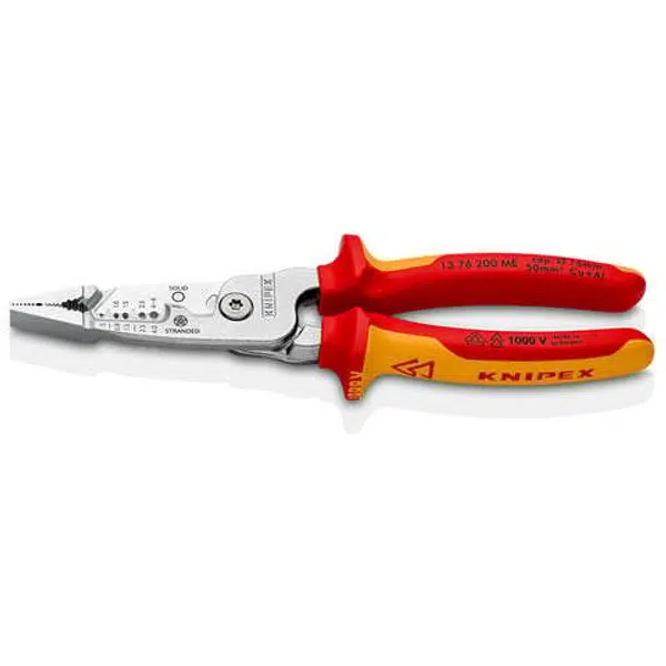 Kleště odizolovací, multifunkční, elektrikářské VDE, délka 200 mm - Knipex 13 76 200 ME