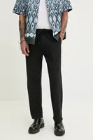 Kalhoty s příměsí lnu Hollister Co. černá barva, ve střihu chinos, KI330-5040