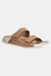 Nubukové pantofle Ecco Nd Cozmo 2 Strap Flat hnědá barva, 206823-02291