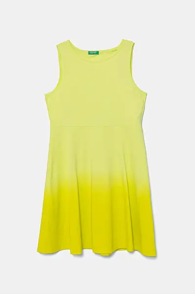 Dětské bavlněné šaty United Colors of Benetton zelená barva, mini, 3NPDCV011