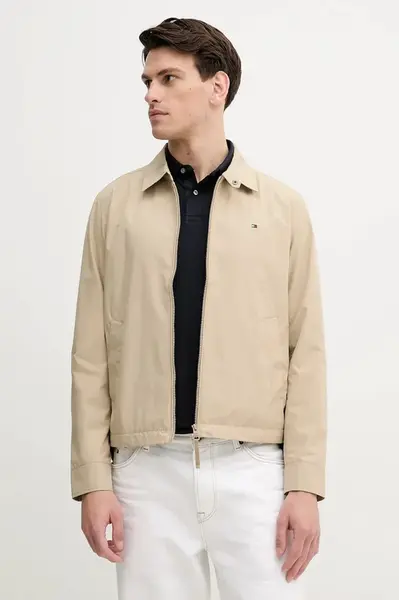 Bunda Tommy Hilfiger béžová barva, přechodná, MW0MW40582