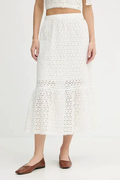 Bavlněná sukně Pepe Jeans béžová barva, maxi, áčková, PL901225