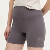 Kraťasy adidas ALL SZN RIB dámské, fialová barva, hladké, high waist, JJ1233