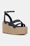 Kožené sandály Tommy Hilfiger ANKLE STRAP LEATHER PLATFORM tmavomodrá barva, FW0FW08497