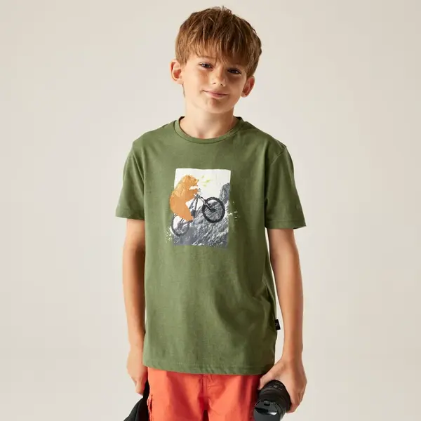 Dětské bavlněné tričko dare2b trailblazer iii zelená 110-116