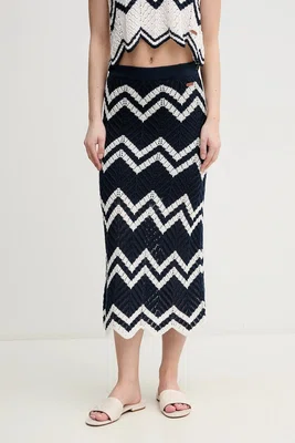Sukně Pepe Jeans OLLIE SKIRT tmavomodrá barva, midi, PL901205