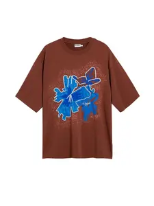 Desigual Tričko  modrá / hnedá / biela