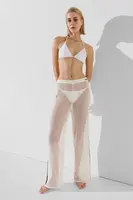 Kalhoty Karl Lagerfeld dámské, bílá barva, široké, medium waist, A2W46011