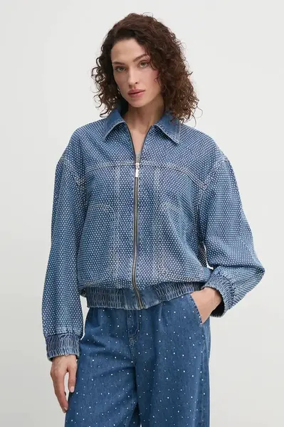 Džínová bunda Liu Jo dámská, modrá barva, přechodná, UA5166 DS069