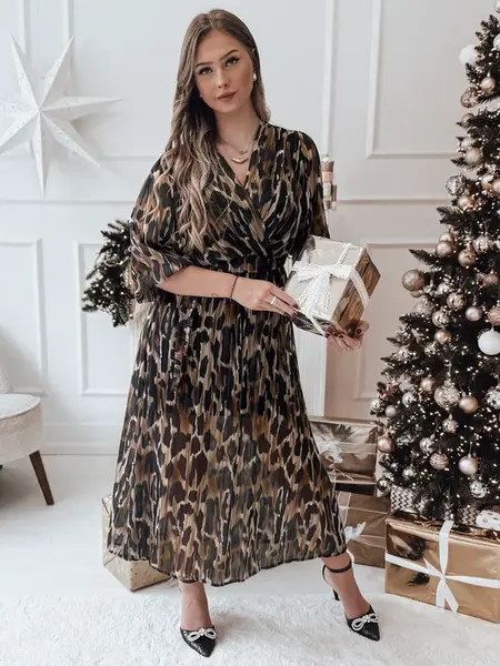 Midi šaty TIGRISSA s leopardím vzorom