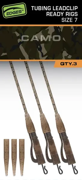 Fox závěsky edges tubing leadclip ready rigs size 7 3 ks - camo