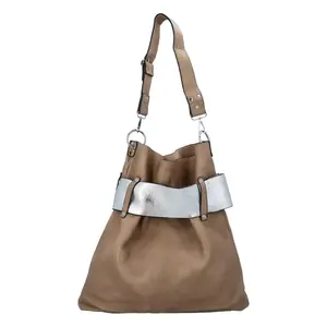 Extravagantní dámská kabelka Norbert, zemitá-stříbrná