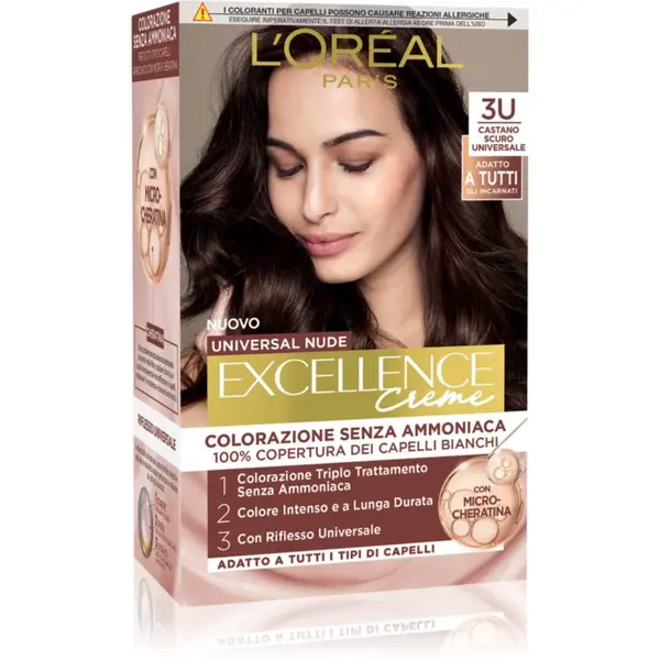L’Oréal Paris Excellence Universal Nudes permanentná farba na vlasy odtieň 3U Castano Scuro Universale 1 ks