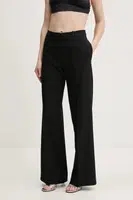 Kalhoty HUGO dámské, černá barva, široké, high waist, 50540242
