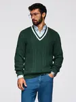 Ombre Men's plaid sweater with crew neckline - green