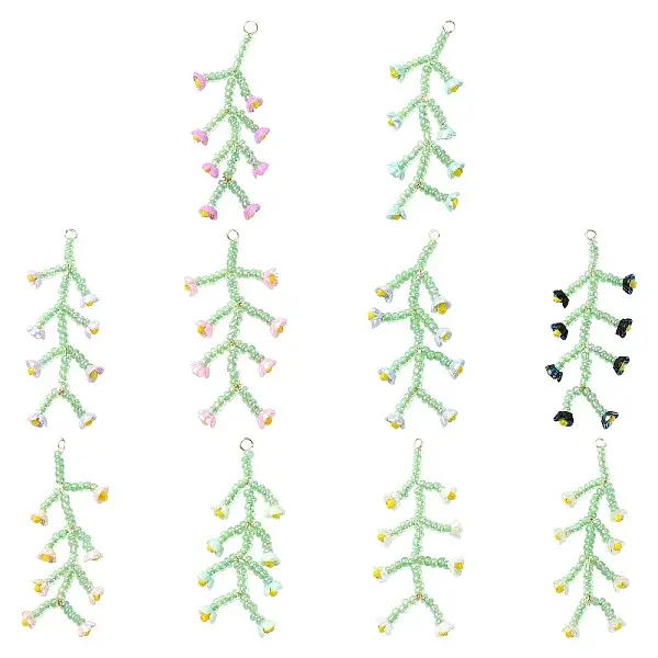 10 Colors Handmade Glass Seed Beaded Flower Pendants