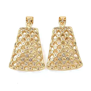 Brass Micro Pave Clear Cubic Zirconia Pendants