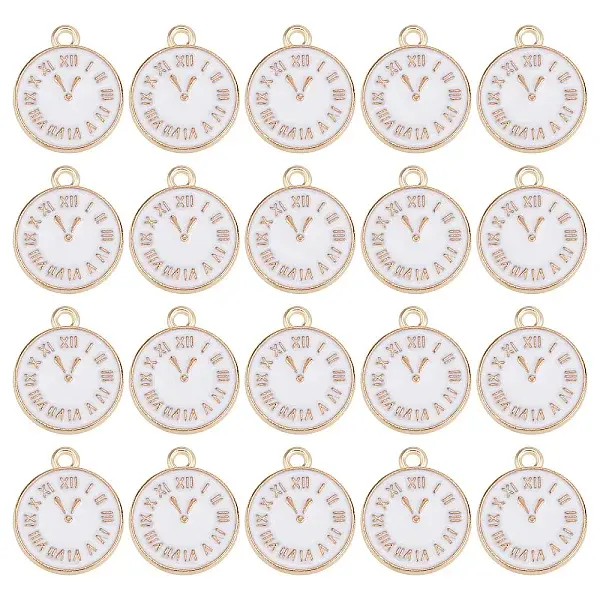 Clock Alloy Enamel Pendants