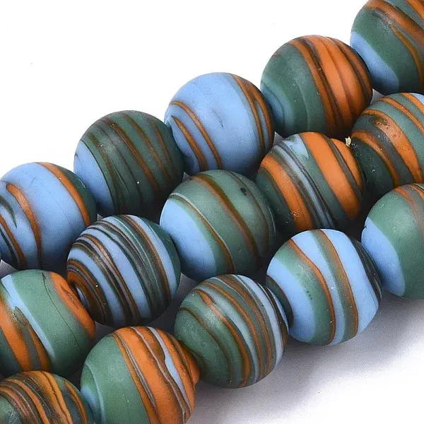 Handmade Frosted Lampwork Beads Strands