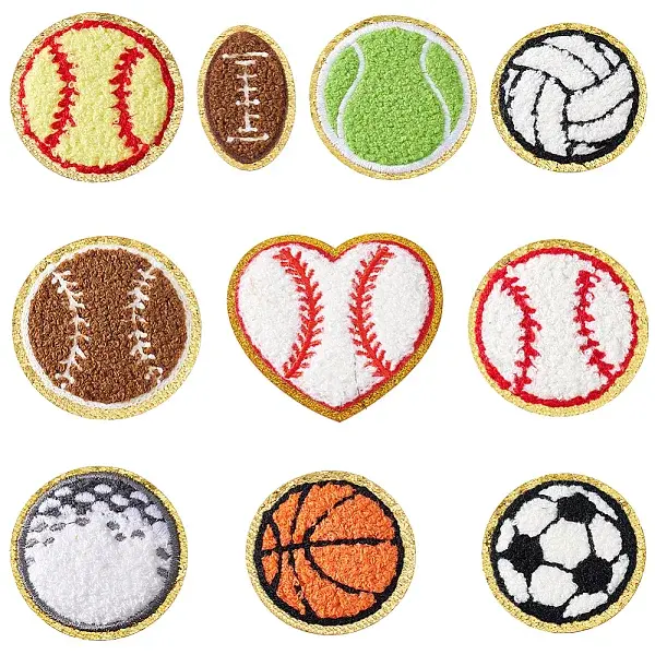 10 Styles Acrylic Fiber Glitter Powder Embroidery Sew on Appliques