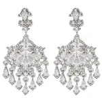 Brass Micro Pave Cubic Zirconia Dangle Stud Earrings