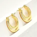 Two-layer Oval Brass Enamel Hoop Earrings