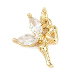 Brass Micro Pave Clear Cubic Zirconia Pendants