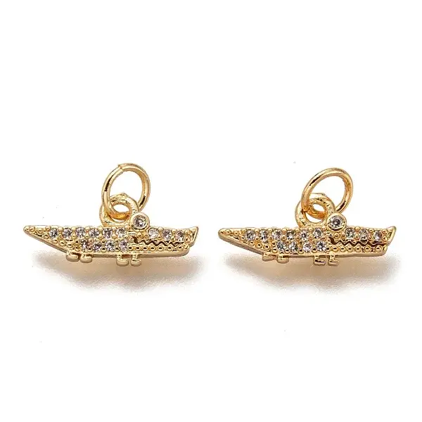 Brass Micro Pave Clear Cubic Zirconia Charms