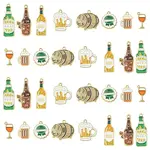 32Pcs 8 Styles Beer Theme Alloy Enamel Pendants