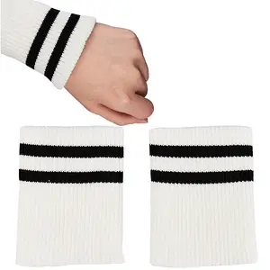 Stripe Pattern Cotton Tubular Knit Rib Cuff