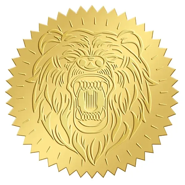 Plastic Self Adhesive Gold Foil Embossed Stickers