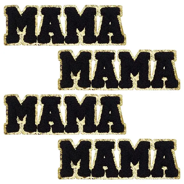 4Pcs Word Mama Computerized Embroidery Iron on/Sew on Patches