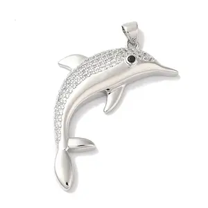 Rack Plating Brass & Clear Cubic Zirconia Pendants