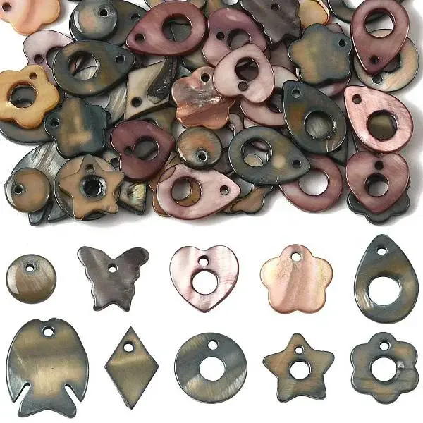 50Pcs Natural Freshwater Dyed Shell Pendants