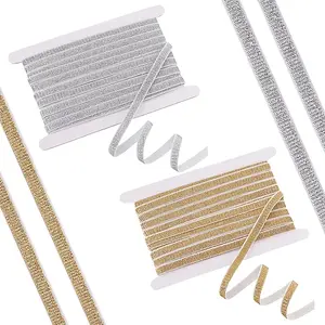 2Pcs 2 Colors Flat Sparkle Polyester Elastic Band
