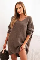 Kesi Włoski Dámské šaty Plus Size vlněné s výstřihem do V fango