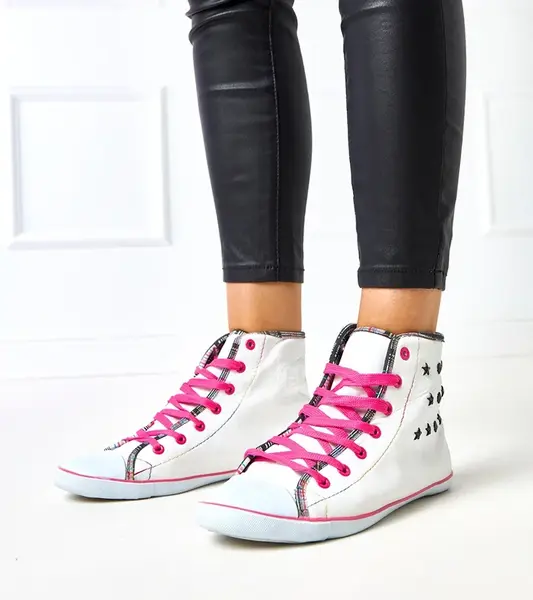 Gemre White high-top sneakers with geometric pattern Kalert