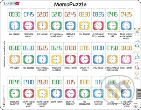 MemoPuzzle: Spoznávanie hodín Pexeso puzzle GP5 - puzzle z kategorie Naučné puzzle