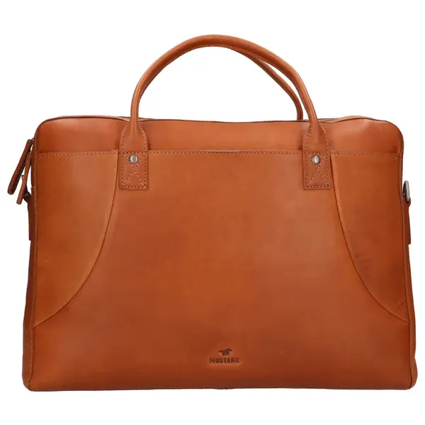 Pánská kožená taška na notebook Mustang Lusis - koňak