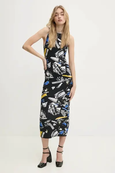 Šaty Moschino Jeans čierna farba, maxi, priliehavá, 0471 3242