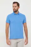 Polo tričko Tommy Hilfiger pánske, modrá farba, vzorované, MW0MW17770